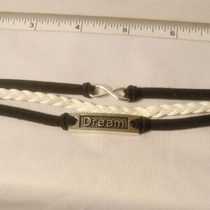 Vibrant Black and White Bracelet with DREAM Charm. 7"-8.5". Bundle To Save